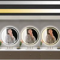 Kulaté zrcadlo IDEAL BLACK 70 cm - s LED podsvícením a vyhříváním