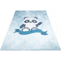 Dětský koberec EMMA - Medvídek panda - modrý