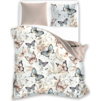 Bavlněné povlečení BOHO Motýlci - béžové/hnědé - 140x200 cm