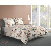 Bavlněné povlečení BOHO Motýlci - béžové/hnědé - 140x200 cm