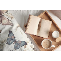 Bavlněné povlečení BOHO Motýlci - béžové/hnědé - 140x200 cm