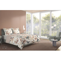 Bavlněné povlečení BOHO Motýlci - béžové/hnědé - 140x200 cm