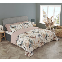 Bavlněné povlečení BOHO Motýlci - béžové/hnědé - 140x200 cm