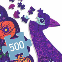 DJECO Obrysové puzzle Páv 500 dílků