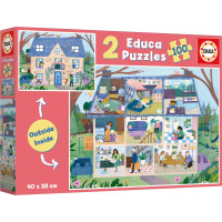 EDUCA Puzzle Outside,Inside Dům 2x100 dílků