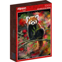 ALIPSON Puzzle Panda červená na větvi 1000 dílků