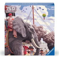 RAVENSBURGER Čtvercové puzzle Art & Soul: Cesta kolem světa za 80 dní 750 dílků