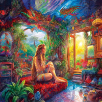 YAZZ Čtvercové puzzle Doma v nebi 1023 dílků