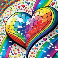 YAZZ Čtvercové puzzle Mozaikové srdce 1023 dílků