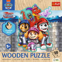 TREFL Dřevěné obrysové puzzle Tlapková patrola: Rescue Knights 50 dílků