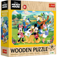 TREFL Dřevěné puzzle Mickey a přátelé 24 dílků