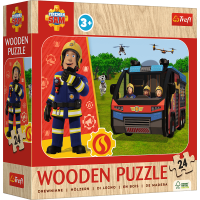 TREFL Dřevěné puzzle Požárník Sam 24 dílků