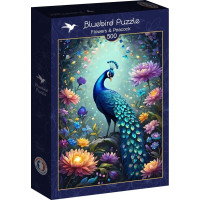 BLUEBIRD Puzzle Květiny a páv 500 dílků