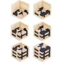Dřevěné puzzle - Kostka - přírodní/černá