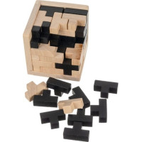 Dřevěné puzzle - Kostka - přírodní/černá