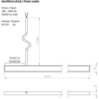 Sapho LOREA LED pásek 101cm, 1W, teplá bílá LED100