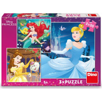 DINO Puzzle Disney princezny: Popelka, Ariel a Bella 3x55 dílků