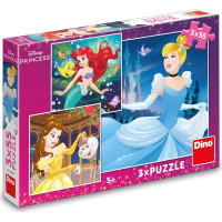 DINO Puzzle Disney princezny: Popelka, Ariel a Bella 3x55 dílků