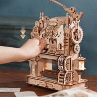 ROBOTIME Rokr Svítící 3D dřevěné puzzle Klasický tiskařský stroj 303 dílků