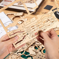 ROBOTIME Rokr Svítící 3D dřevěné puzzle Hrací skříňka: Vířivý tanec čajových šálků 280 dílků
