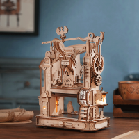 ROBOTIME Rokr Svítící 3D dřevěné puzzle Klasický tiskařský stroj 303 dílků