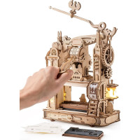 ROBOTIME Rokr Svítící 3D dřevěné puzzle Klasický tiskařský stroj 303 dílků