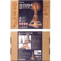 ROBOTIME Rolife Svítící 3D dřevěné puzzle Noc na Eiffelově věži 164 dílků