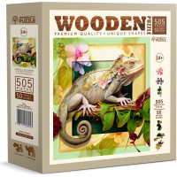 WOODEN CITY Dřevěné puzzle Chameleon a květiny 505 dílků