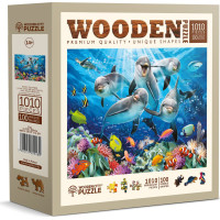 WOODEN CITY Dřevěné puzzle Šťastní delfíni 1010 dílků