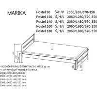 Postel z masivu borovice MARIKA - 200x160 cm - přírodní