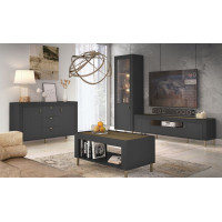 Regál MOSSA MO4 - černý/dub whisky