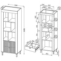 Regál MOSSA MO4 - černý/dub whisky