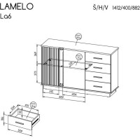 Komoda LAMELO LA6 - dub wotan/černá