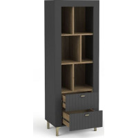 Regál MOSSA MO4 - černý/dub whisky