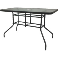 Zahradní stůl BERGAMO s otvorem pro slunečník - 140x80x70 cm - černý