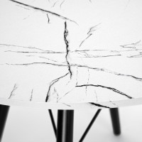 Jídelní kulatý stůl PARIS Black 80 cm - bílý mramor