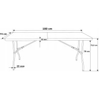 Sestava cateringového nábytku FETA WHITE (stůl 180 cm + 6 židlí) - bílá