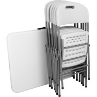 Sestava cateringového nábytku FETA WHITE (stůl 180 cm + 6 židlí) - bílá