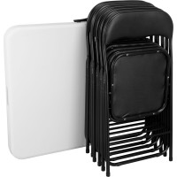 Sestava cateringového nábytku FETA WHITE (stůl 180 cm + 6 židlí BASICO) - bílá/černá