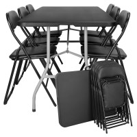 Sestava cateringového nábytku FETA BLACK (stůl 180 cm + 6 židlí BASICO) - černá