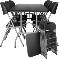 Sestava cateringového nábytku FETA BLACK (stůl 180 cm + 6 židlí) - černá