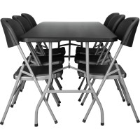 Sestava cateringového nábytku FETA BLACK (stůl 180 cm + 6 židlí) - černá