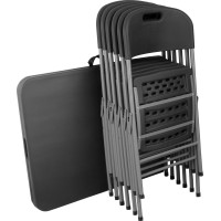 Sestava cateringového nábytku FETA BLACK (stůl 180 cm + 6 židlí) - černá
