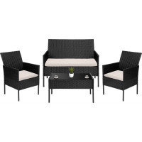Sestava zahradního ratanového nábytku MAGNOLIA - černá/béžová