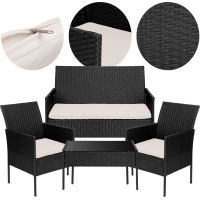 Sestava zahradního ratanového nábytku MAGNOLIA - černá/béžová