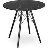 Jídelní kulatý stůl PARIS Black 80 cm - černý mramor