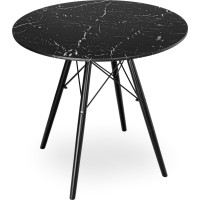 Jídelní kulatý stůl PARIS Black 80 cm - černý mramor