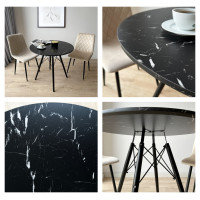 Jídelní kulatý stůl PARIS Black 80 cm - černý mramor