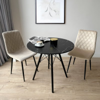 Jídelní kulatý stůl PARIS Black 80 cm - černý mramor