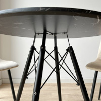 Jídelní kulatý stůl PARIS Black 80 cm - černý mramor